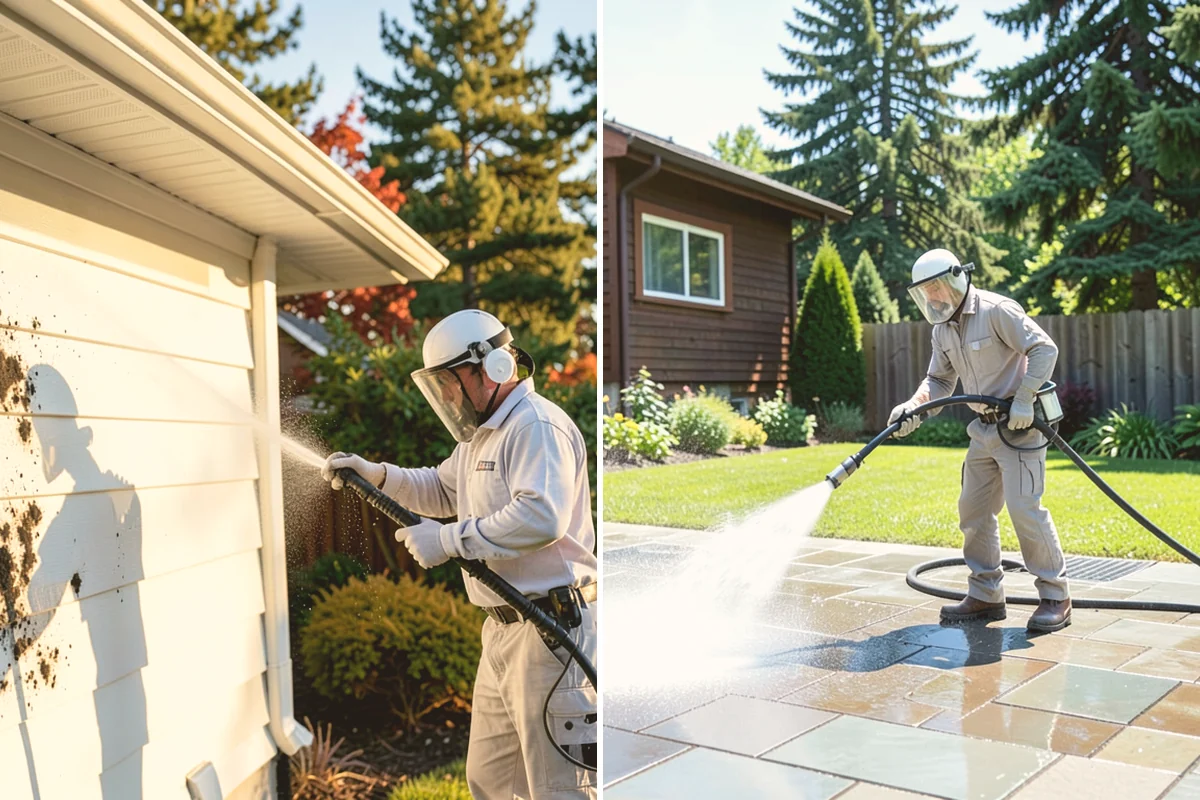Pergola Cleaning in Kent, King County, WA - Clear loose debris from the top slats and joints