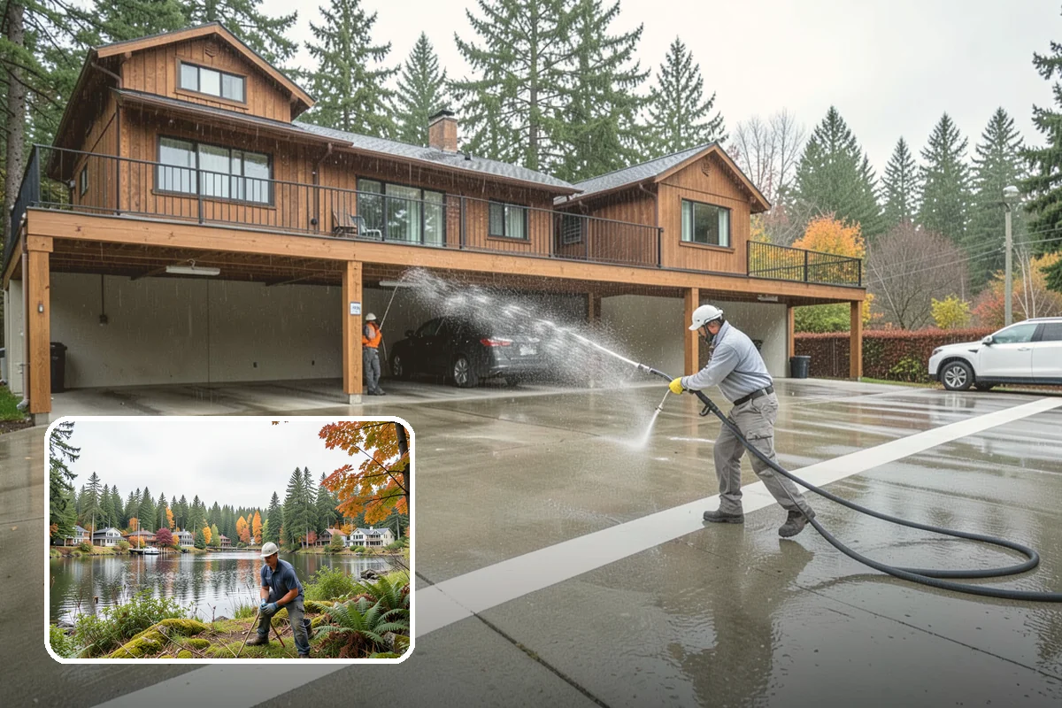 Pergola Cleaning in La Conner, Skagit County, WA - Clears mildew and moss from shaded overhead beams