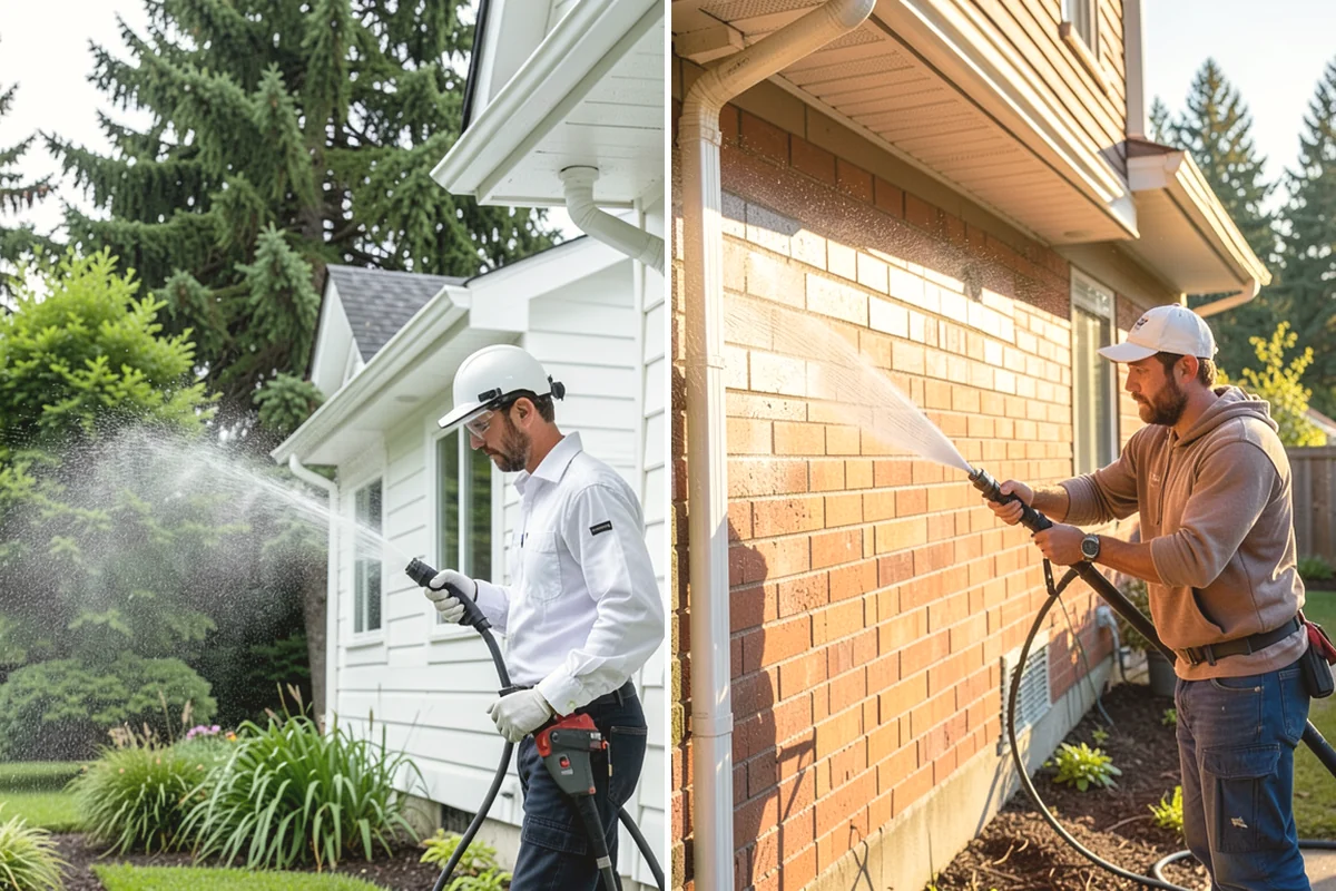 Pergola Cleaning in La Conner, Skagit County, WA - Clear loose debris from the top slats and joints