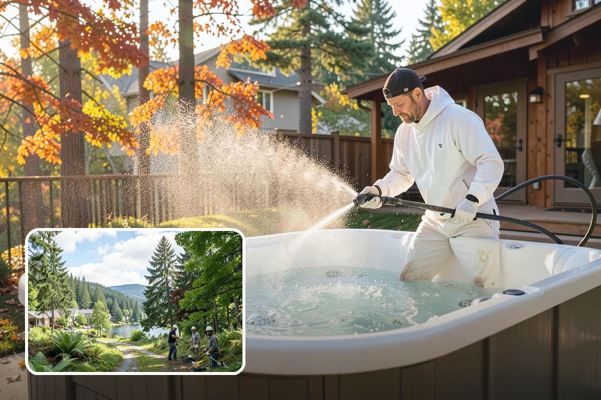 Pergola Cleaning in Lake Forest Park, King County, WA - Clears mildew and moss from shaded overhead beams
