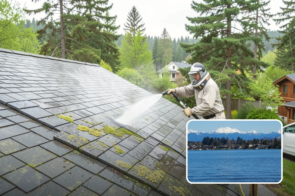 Pergola Cleaning in Lake Stevens, Snohomish County, WA - Clears mildew and moss from shaded overhead beams