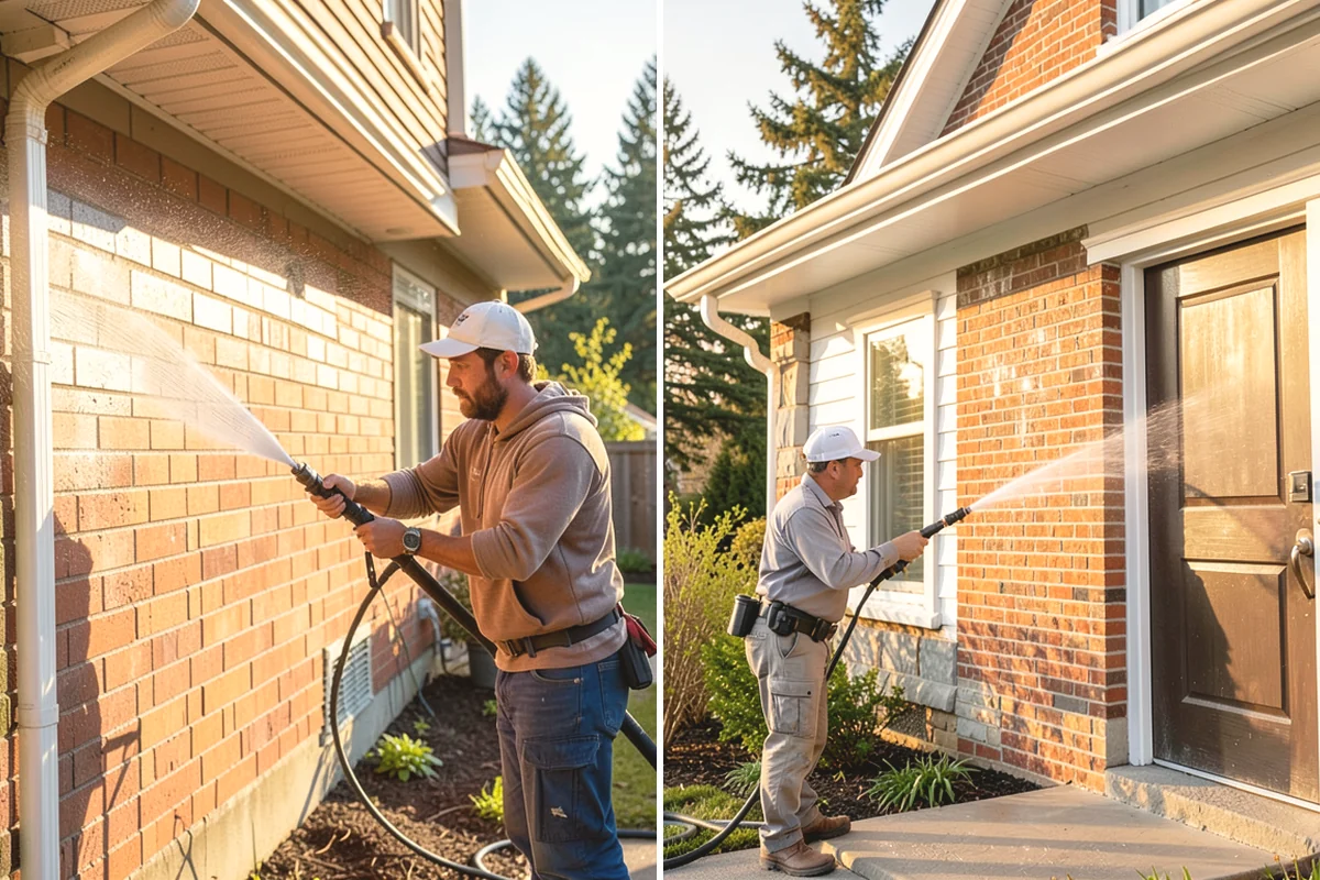 Pergola Cleaning in Lake Stevens, Snohomish County, WA - Clear loose debris from the top slats and joints