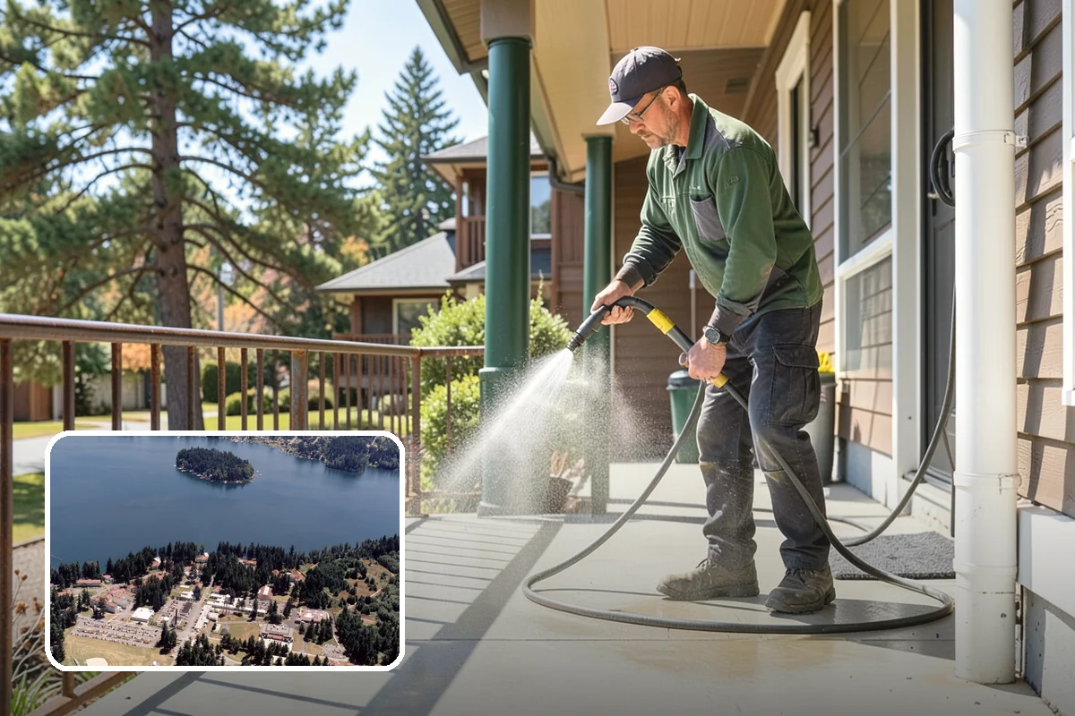Pergola Cleaning in Lakewood, Pierce County, WA - Clears mildew and moss from shaded overhead beams