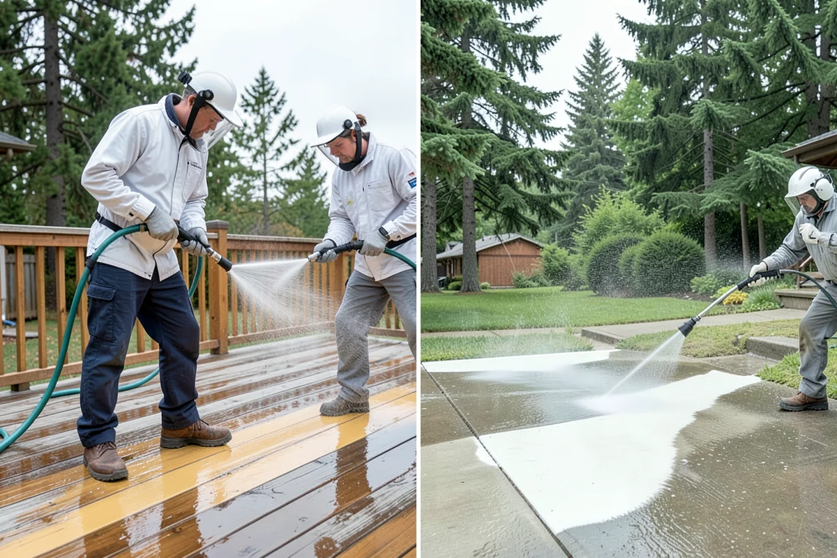 Pergola Cleaning in Lakewood, Pierce County, WA - Clear loose debris from the top slats and joints