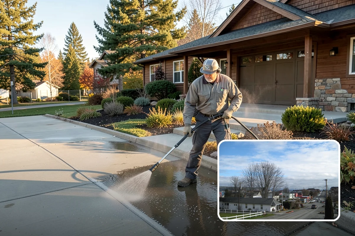 Pergola Cleaning in Langley, Island County, WA - Clears mildew and moss from shaded overhead beams