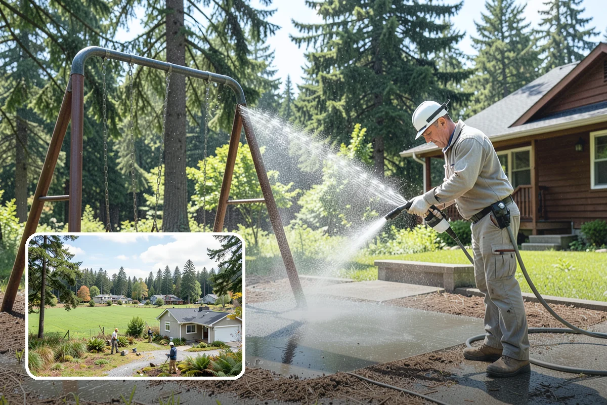 Pergola Cleaning in Lyman, Skagit County, WA - Clears mildew and moss from shaded overhead beams
