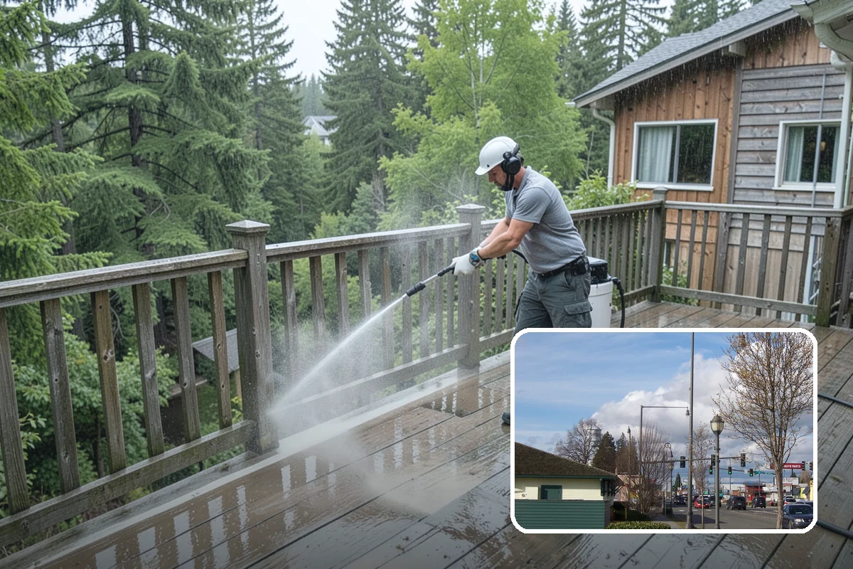 Pergola Cleaning in Marysville, Snohomish County, WA - Clears mildew and moss from shaded overhead beams
