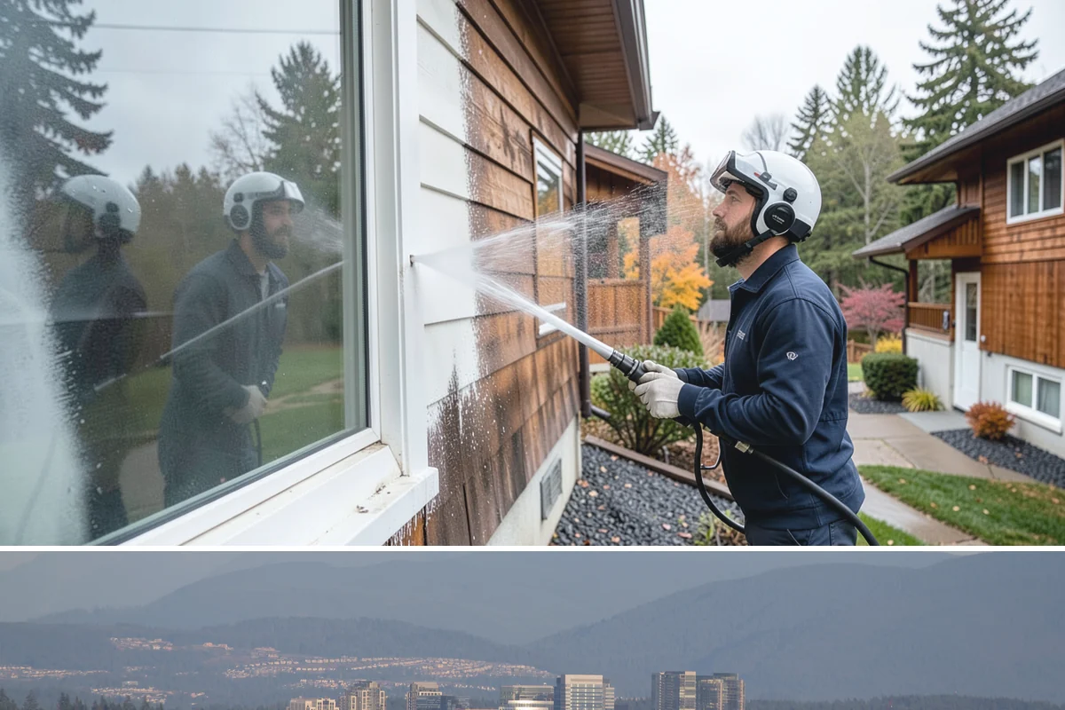 Pergola Cleaning in Medina, King County, WA - Late spring cleans off the winter's mildew and needle buildup so the pergola is ready for the outdoor season.