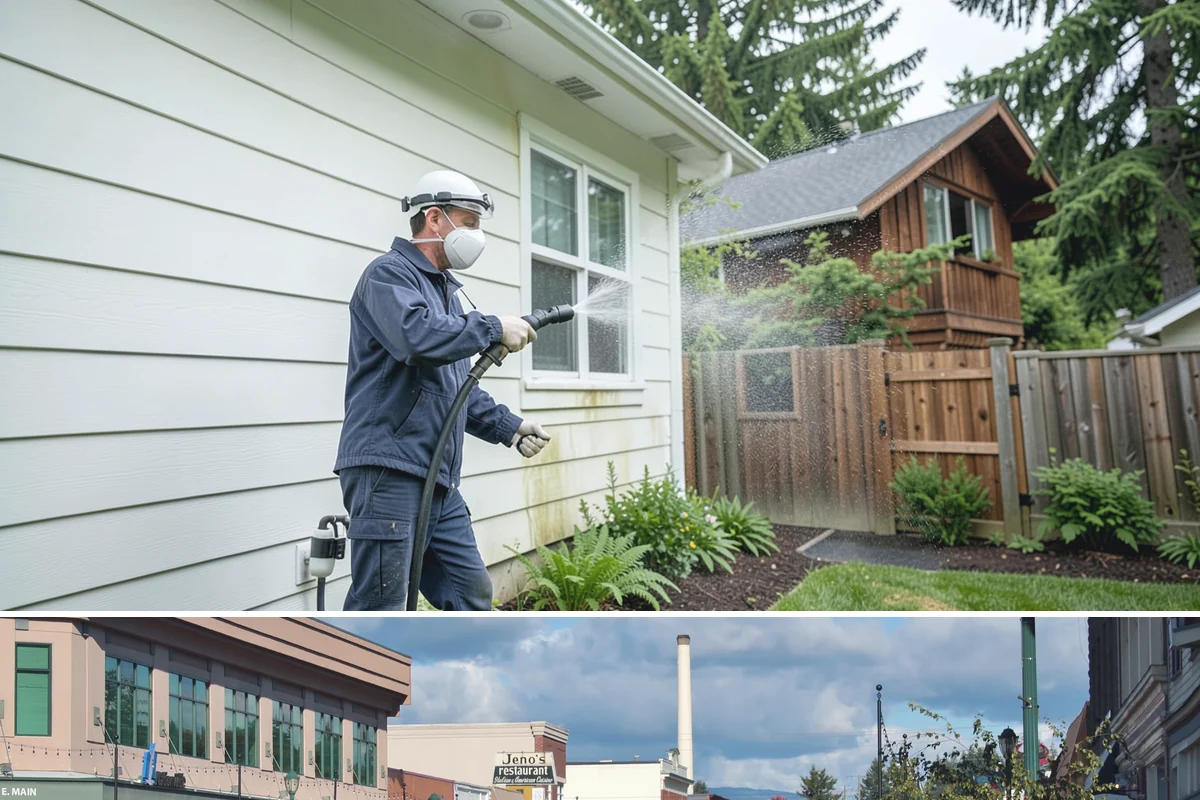 Pergola Cleaning in Monroe, Snohomish County, WA - Late spring cleans off the winter's mildew and needle buildup so the pergola is ready for the outdoor season.