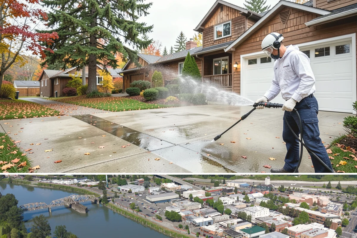 Pergola Cleaning in Mount Vernon, Skagit County, WA - Late spring cleans off the winter's mildew and needle buildup so the pergola is ready for the outdoor season.
