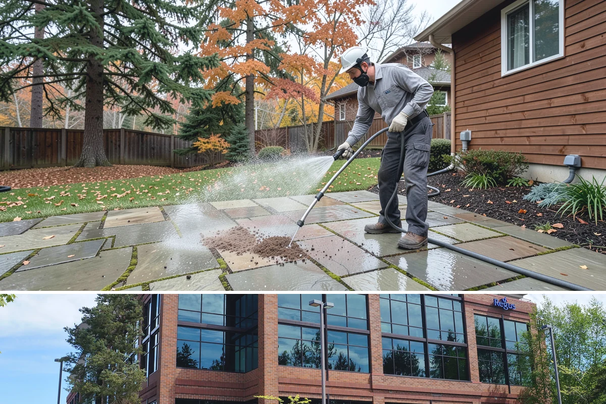 Pergola Cleaning in Mountlake Terrace, Snohomish County, WA - Late spring cleans off the winter's mildew and needle buildup so the pergola is ready for the outdoor season.