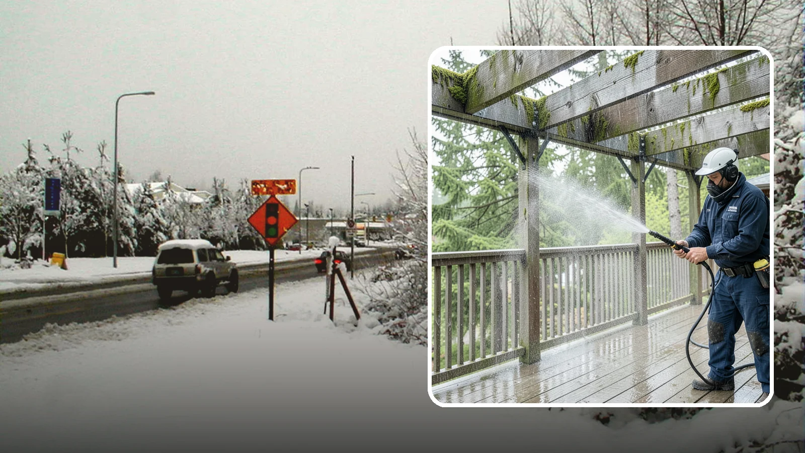 Pergola Cleaning in Newcastle, King County, WA - Clean wood, vinyl, and metal pergolas to clear the moss, mildew, and needle debris that gather on the overhead beams.