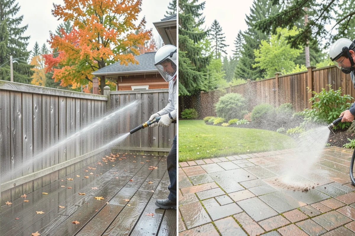 Pergola Cleaning in Newcastle, King County, WA - Clear loose debris from the top slats and joints