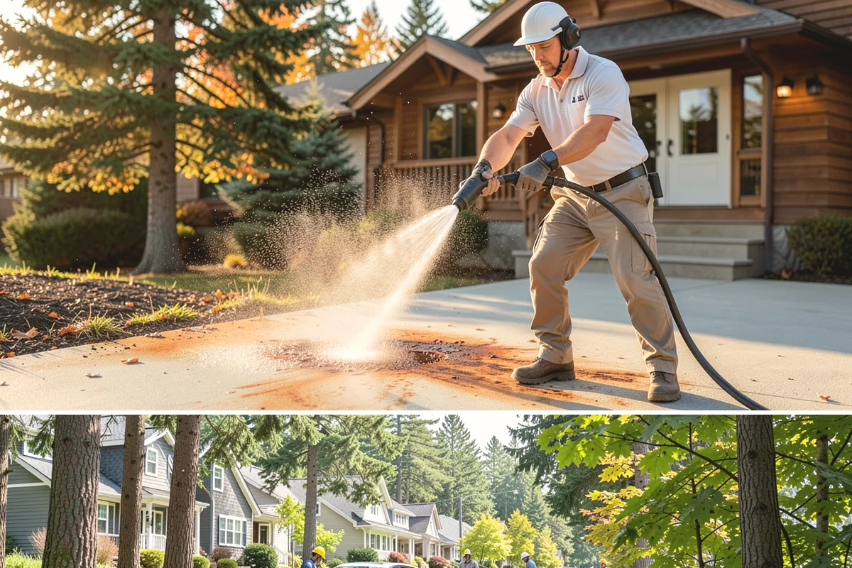 Pergola Cleaning in Normandy Park, King County, WA - Late spring cleans off the winter's mildew and needle buildup so the pergola is ready for the outdoor season.