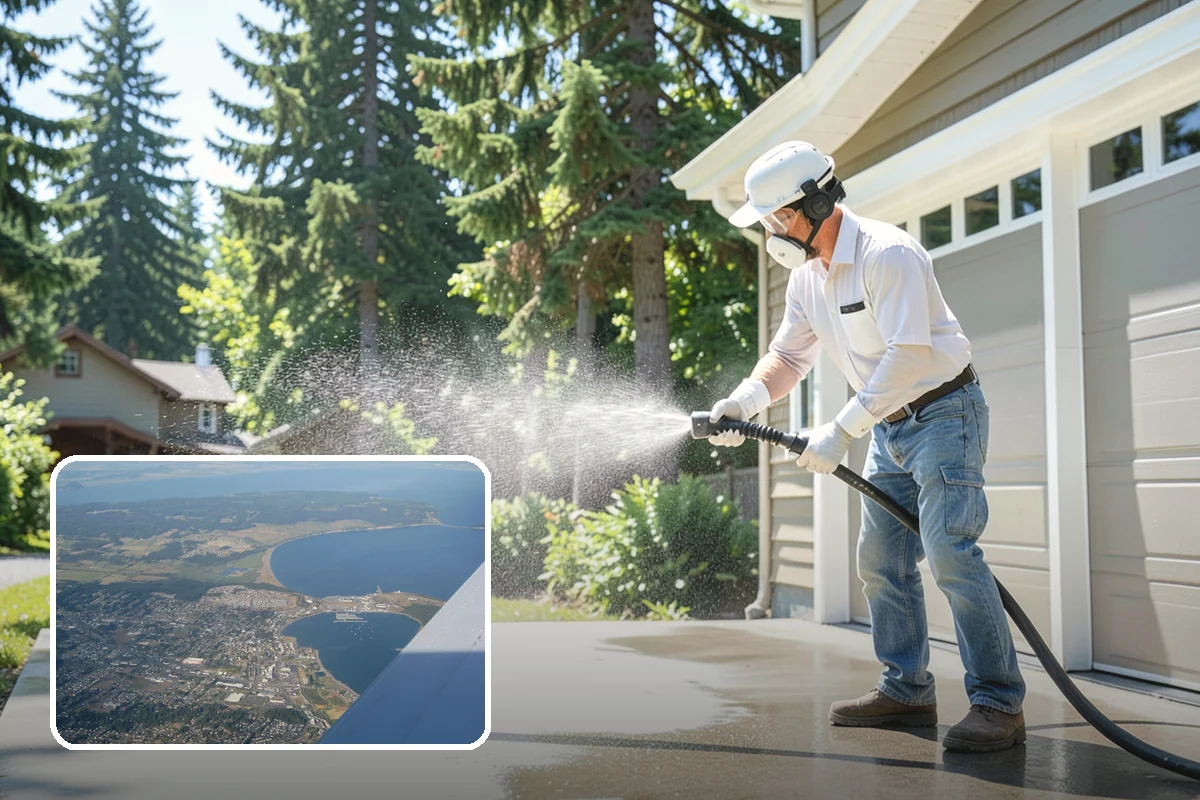 Pergola Cleaning in Oak Harbor, Island County, WA - Clears mildew and moss from shaded overhead beams