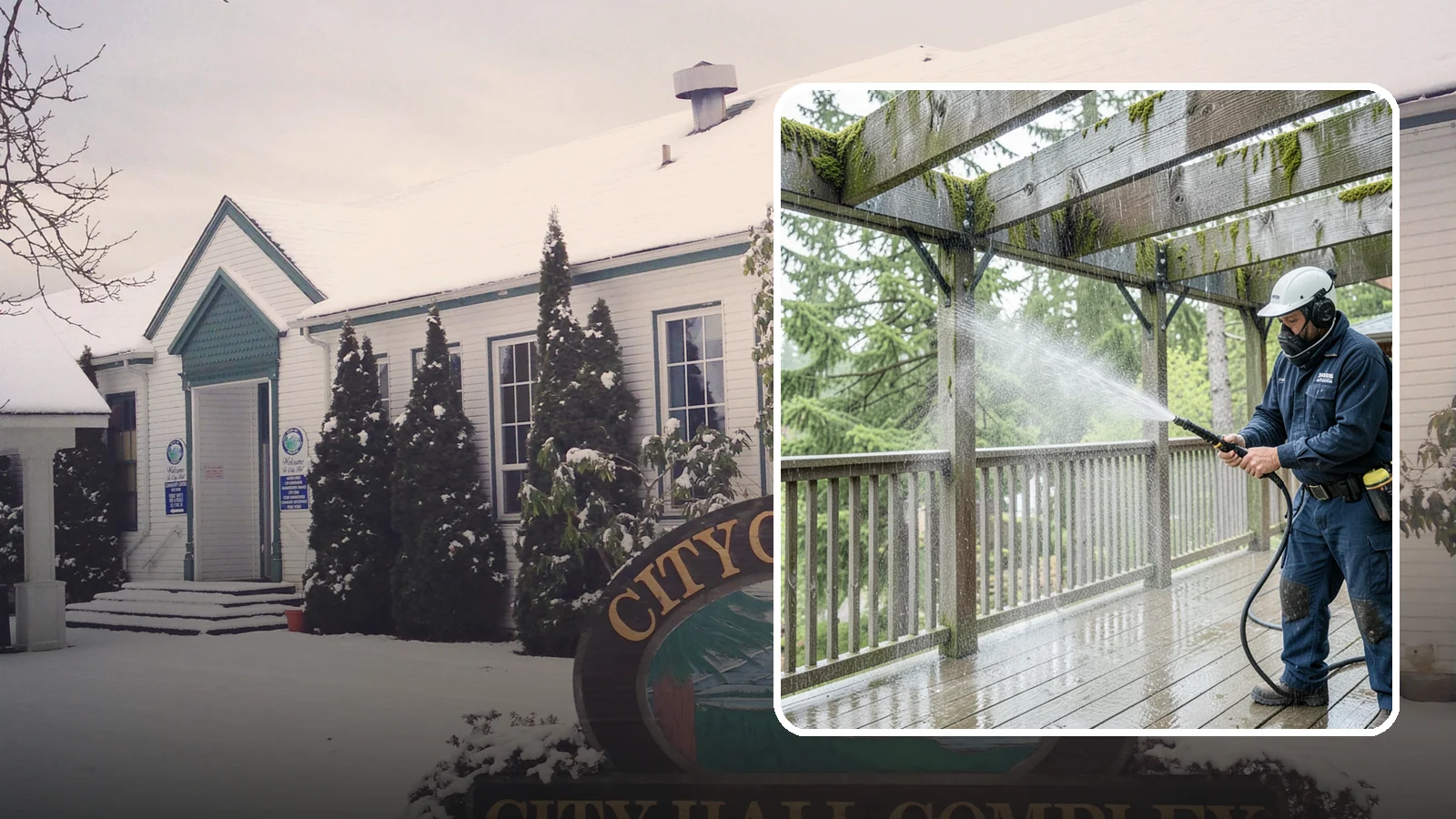 Pergola Cleaning in Pacific, King County, WA - Clean wood, vinyl, and metal pergolas to clear the moss, mildew, and needle debris that gather on the overhead beams.