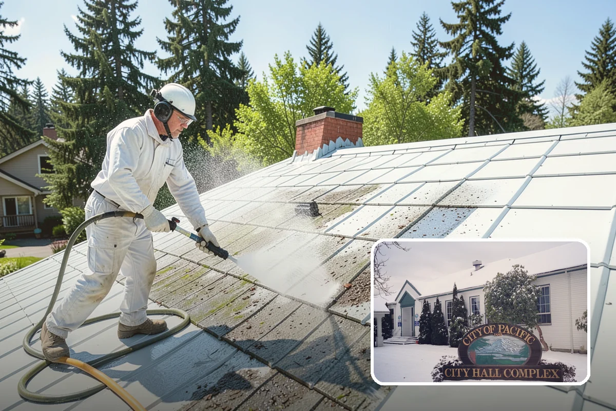 Pergola Cleaning in Pacific, King County, WA - Clears mildew and moss from shaded overhead beams