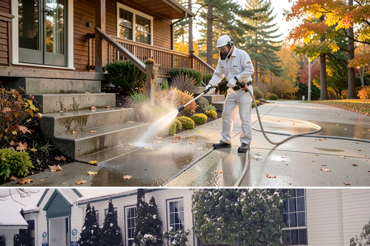 Pergola Cleaning in Pacific, King County, WA - Late spring cleans off the winter's mildew and needle buildup so the pergola is ready for the outdoor season.