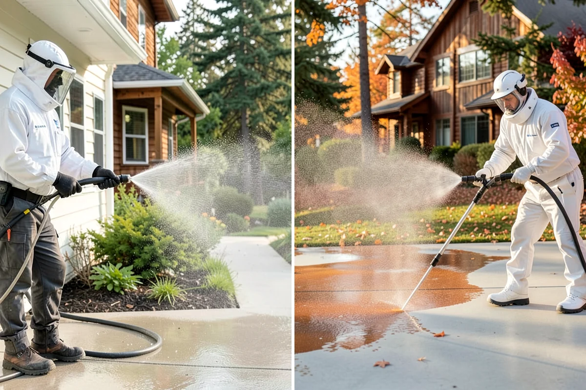 Pergola Cleaning in Puyallup, Pierce County, WA - Clear loose debris from the top slats and joints