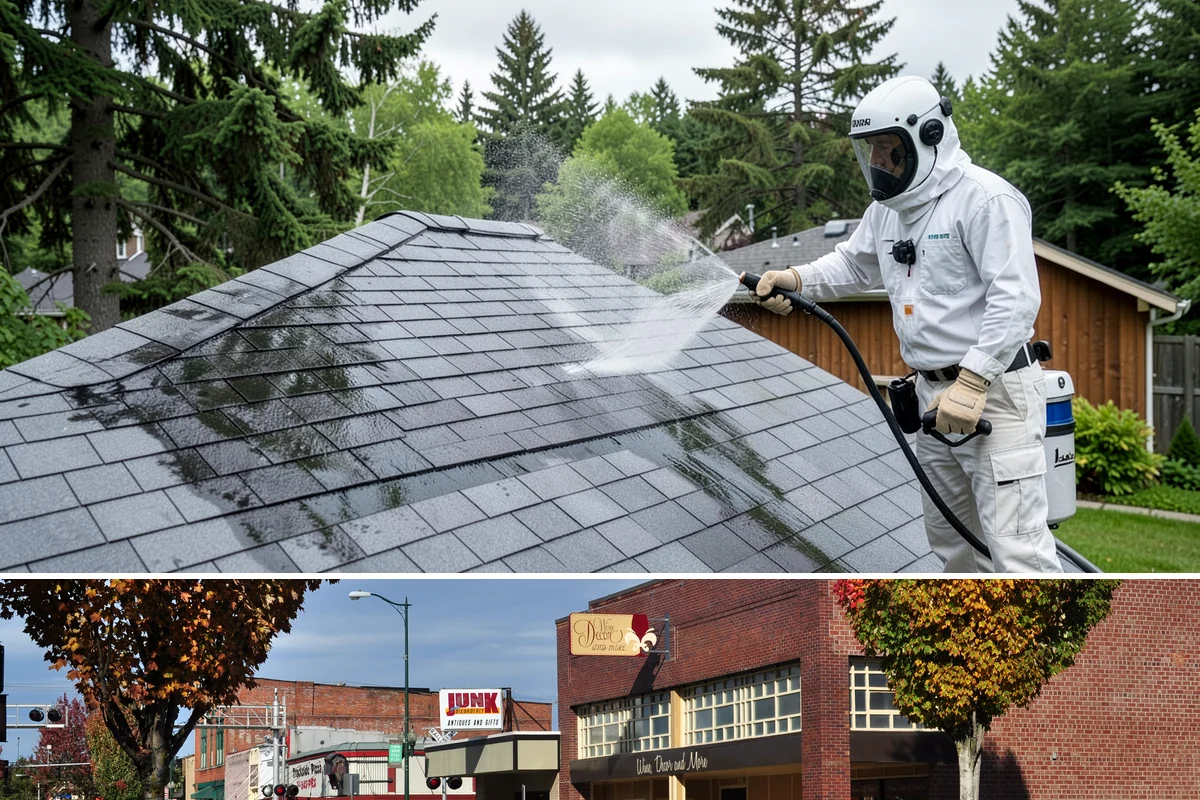 Pergola Cleaning in Puyallup, Pierce County, WA - Late spring cleans off the winter's mildew and needle buildup so the pergola is ready for the outdoor season.