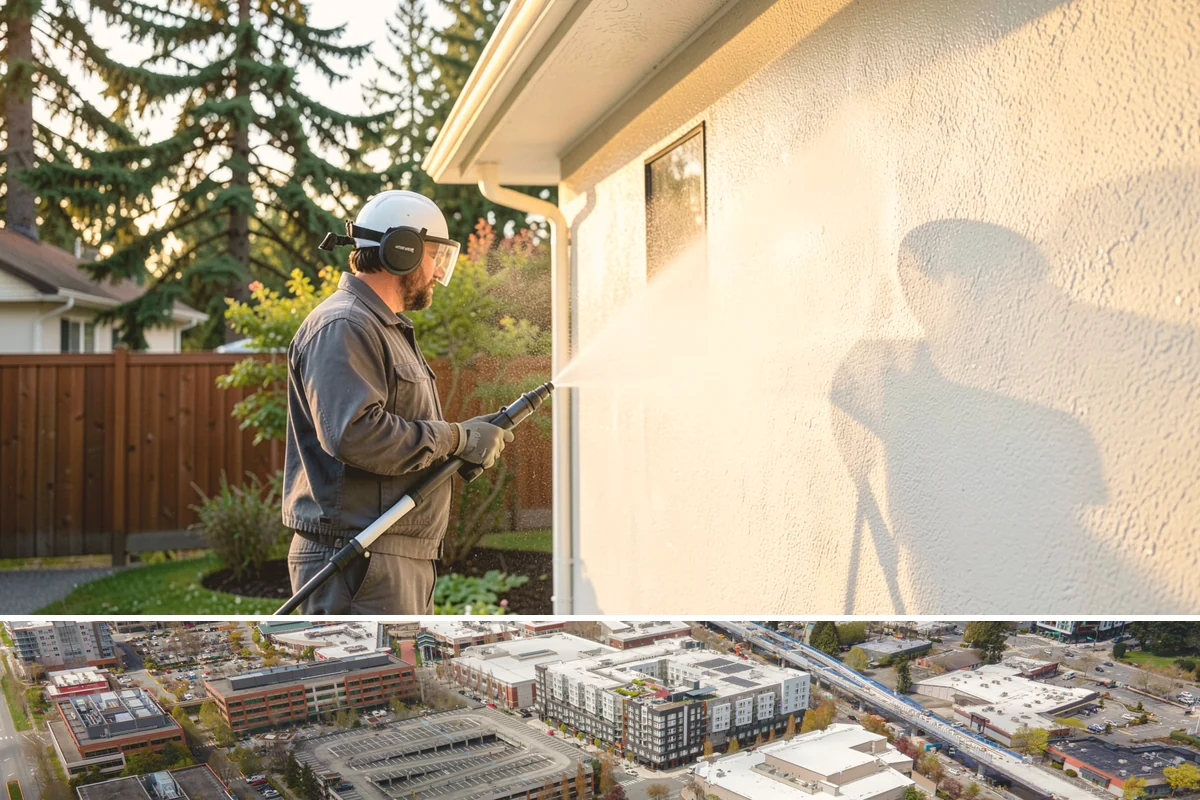 Pergola Cleaning in Redmond, King County, WA - Late spring cleans off the winter's mildew and needle buildup so the pergola is ready for the outdoor season.