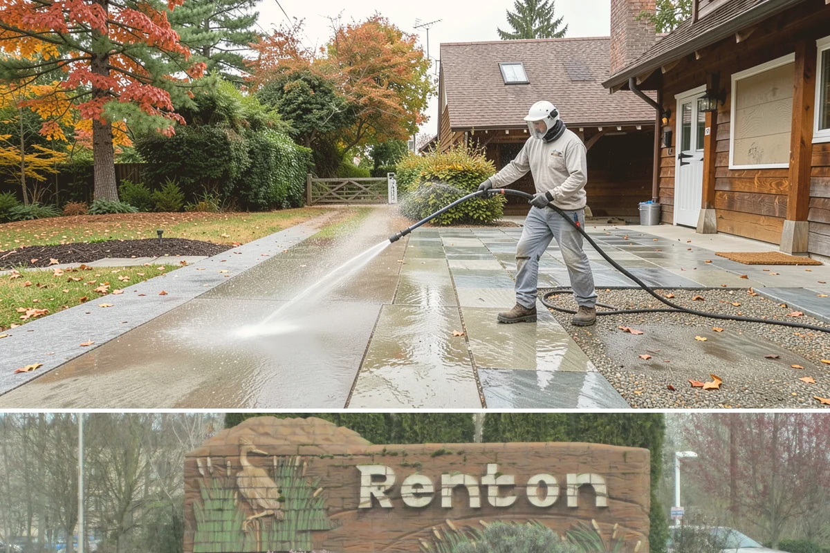 Pergola Cleaning in Renton, King County, WA - Late spring cleans off the winter's mildew and needle buildup so the pergola is ready for the outdoor season.