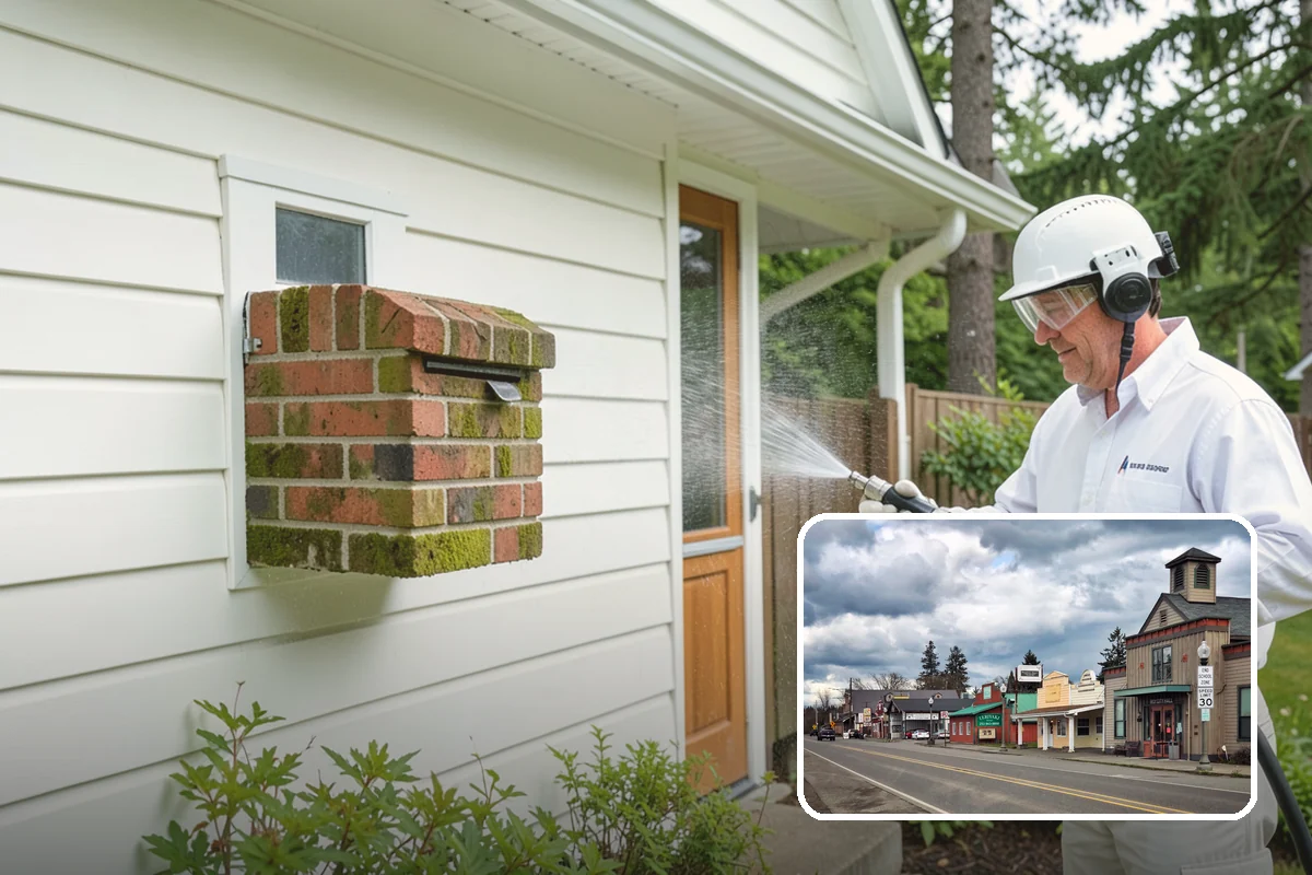 Pergola Cleaning in Roy, Pierce County, WA - Clears mildew and moss from shaded overhead beams