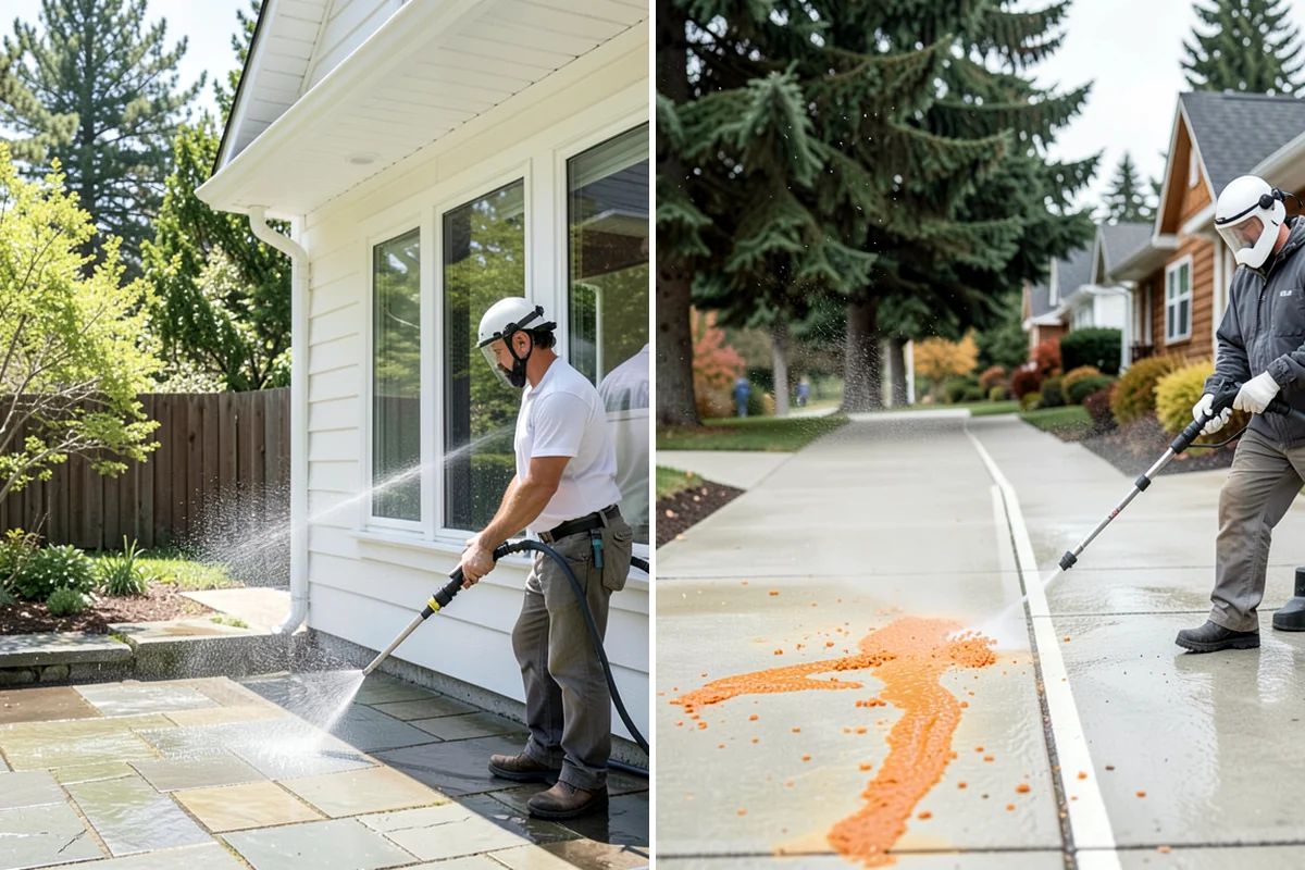 Pergola Cleaning in SeaTac, King County, WA - Clear loose debris from the top slats and joints