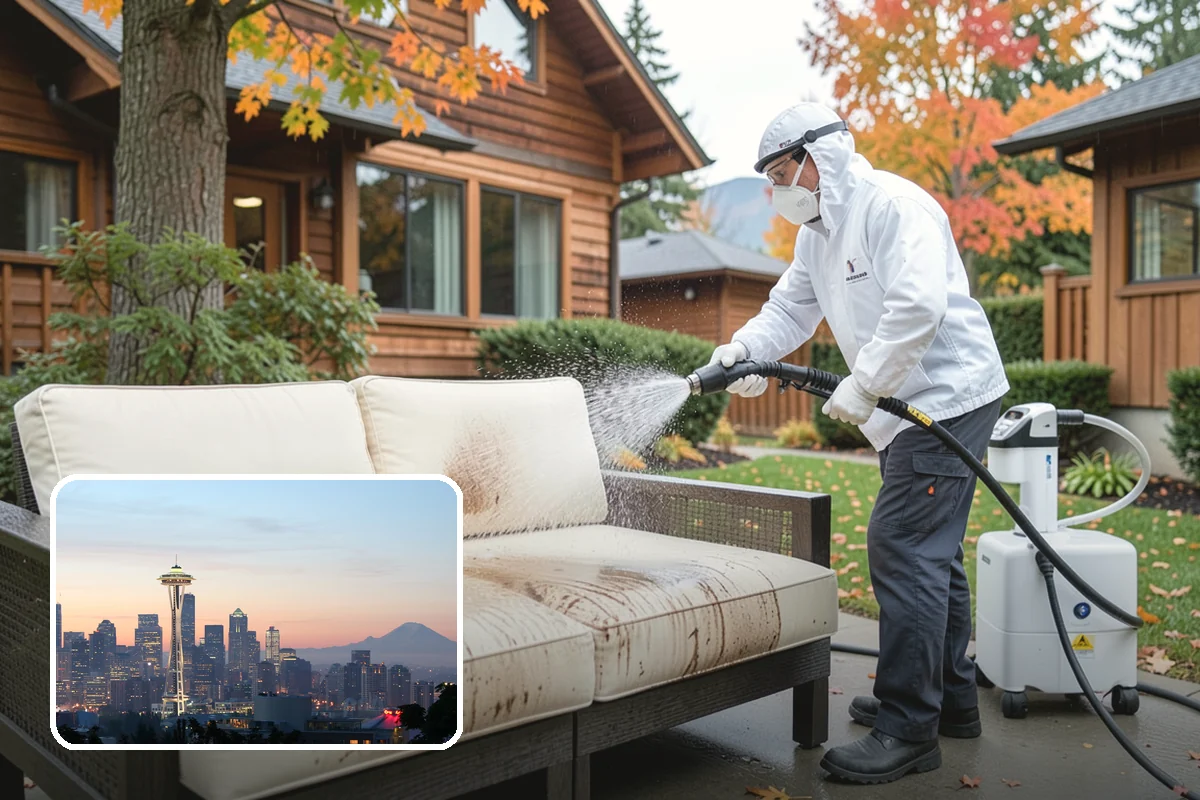 Pergola Cleaning in Seattle, King County, WA - Clears mildew and moss from shaded overhead beams