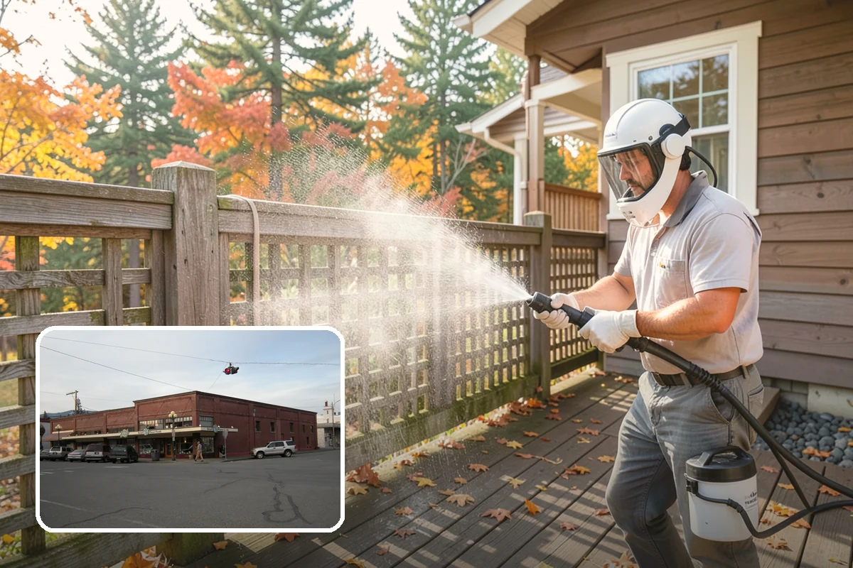 Pergola Cleaning in Sedro-Woolley, Skagit County, WA - Clears mildew and moss from shaded overhead beams