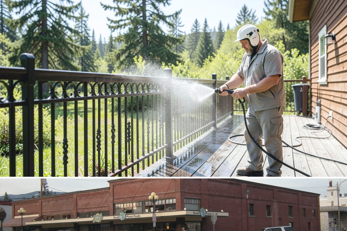 Pergola Cleaning in Sedro-Woolley, Skagit County, WA - Late spring cleans off the winter's mildew and needle buildup so the pergola is ready for the outdoor season.