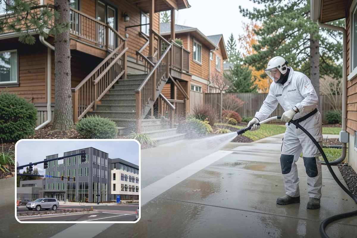 Pergola Cleaning in Shoreline, King County, WA - Clears mildew and moss from shaded overhead beams