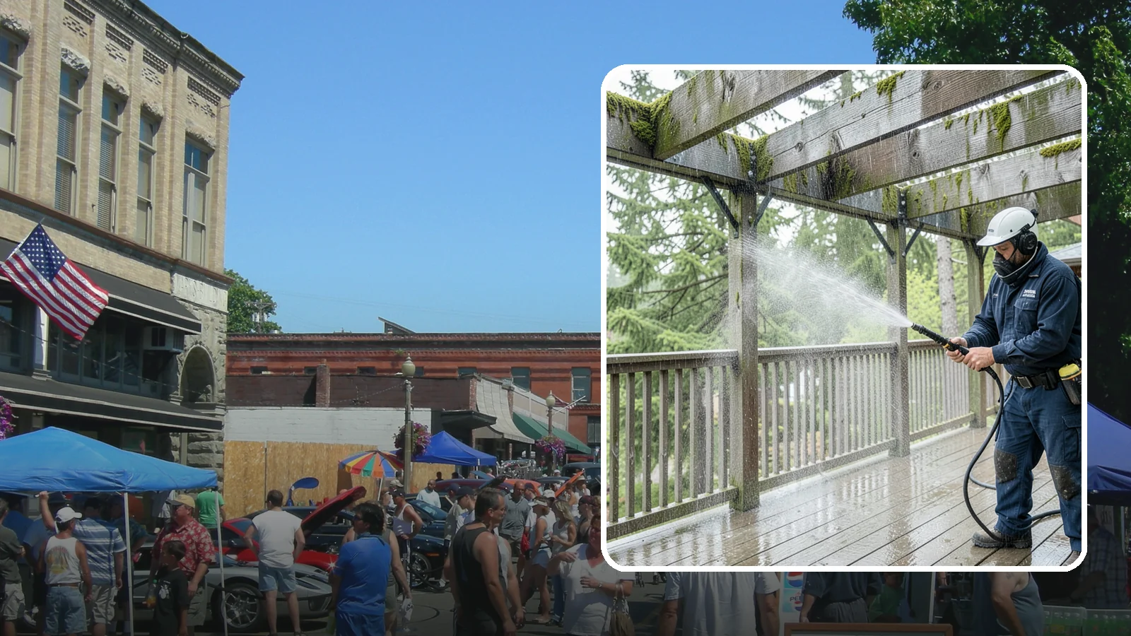 Pergola Cleaning in Snohomish, Snohomish County, WA - Clean wood, vinyl, and metal pergolas to clear the moss, mildew, and needle debris that gather on the overhead beams.