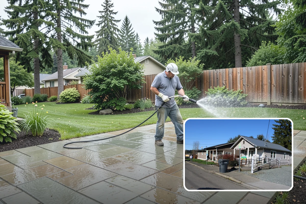 Pergola Cleaning in South Prairie, Pierce County, WA - Clears mildew and moss from shaded overhead beams