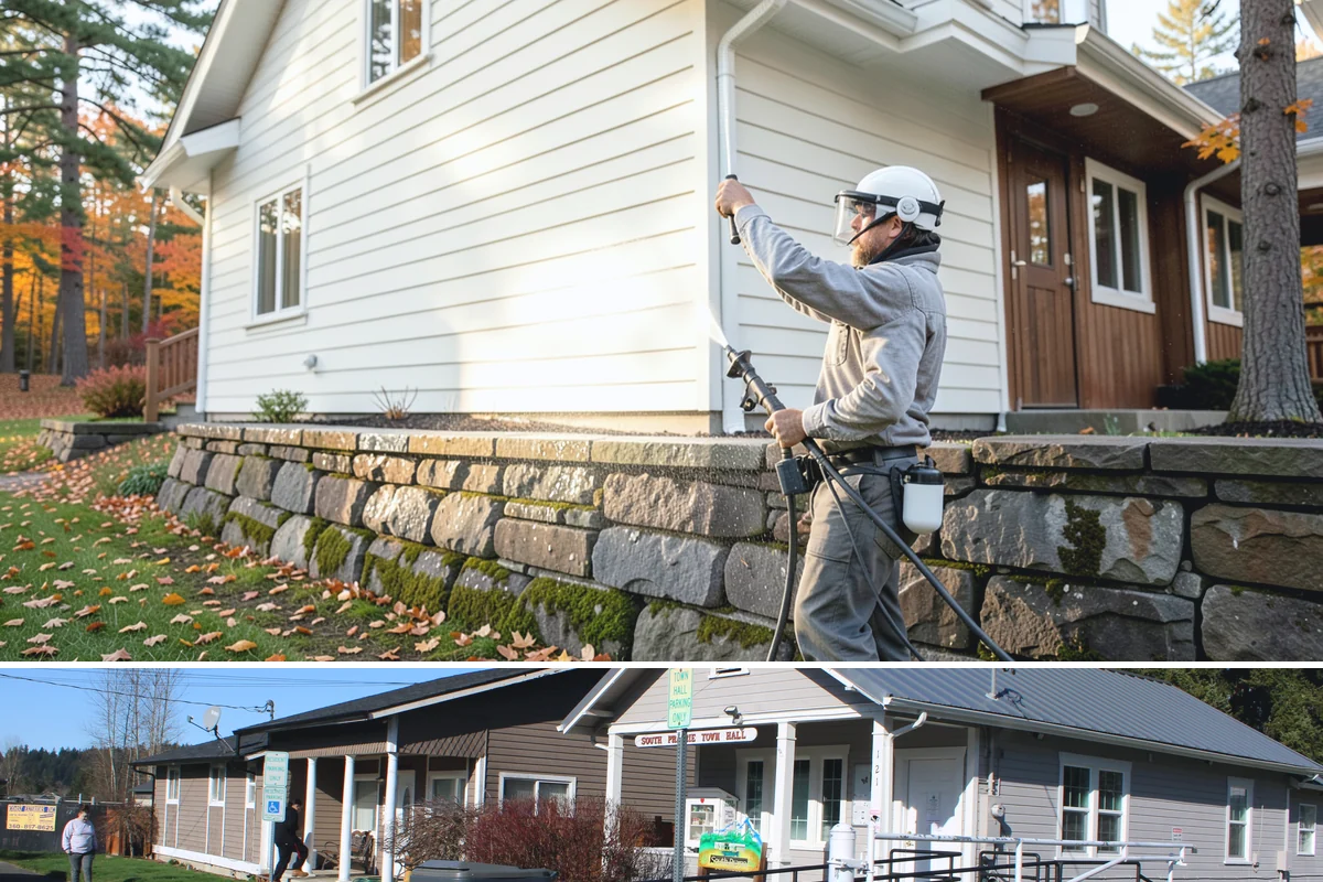 Pergola Cleaning in South Prairie, Pierce County, WA - Late spring cleans off the winter's mildew and needle buildup so the pergola is ready for the outdoor season.