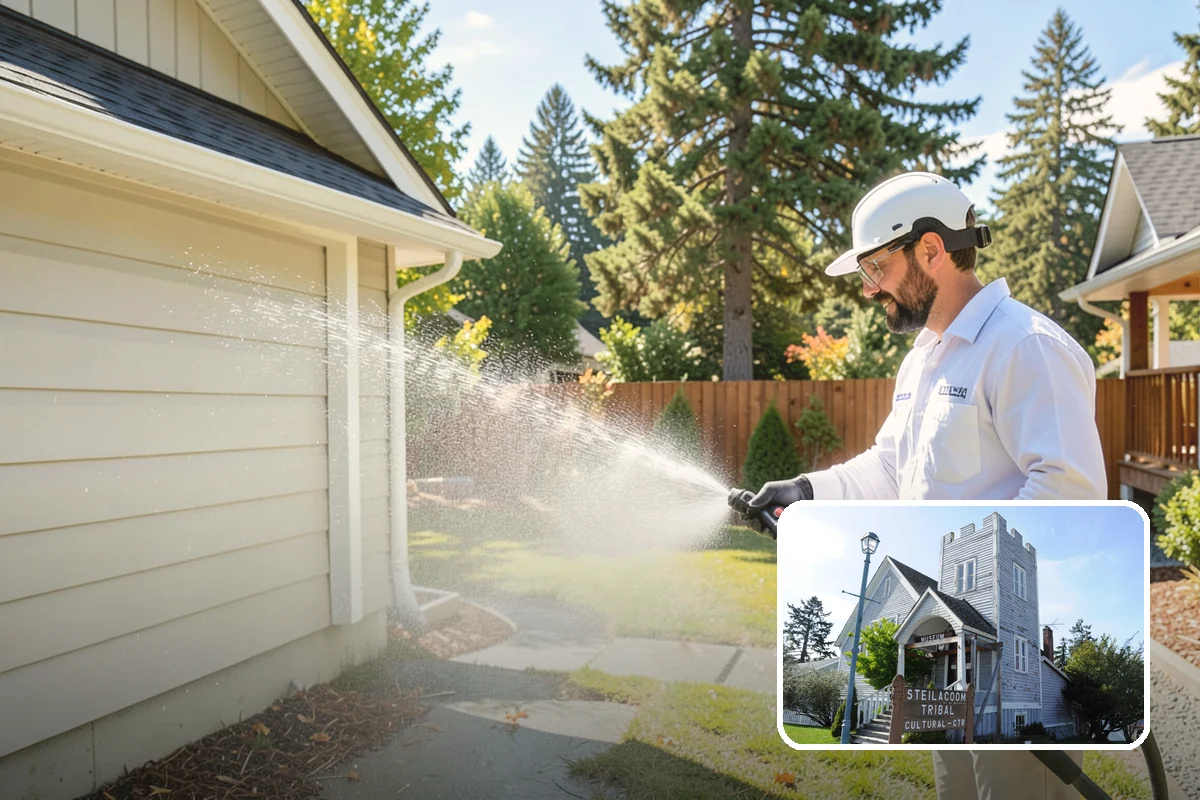 Pergola Cleaning in Steilacoom, Pierce County, WA - Clears mildew and moss from shaded overhead beams