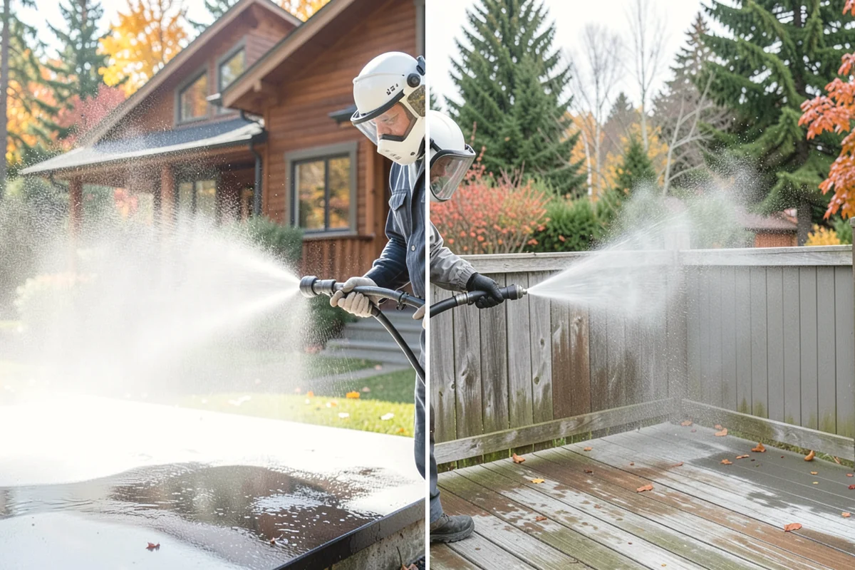 Pergola Cleaning in Steilacoom, Pierce County, WA - Clear loose debris from the top slats and joints