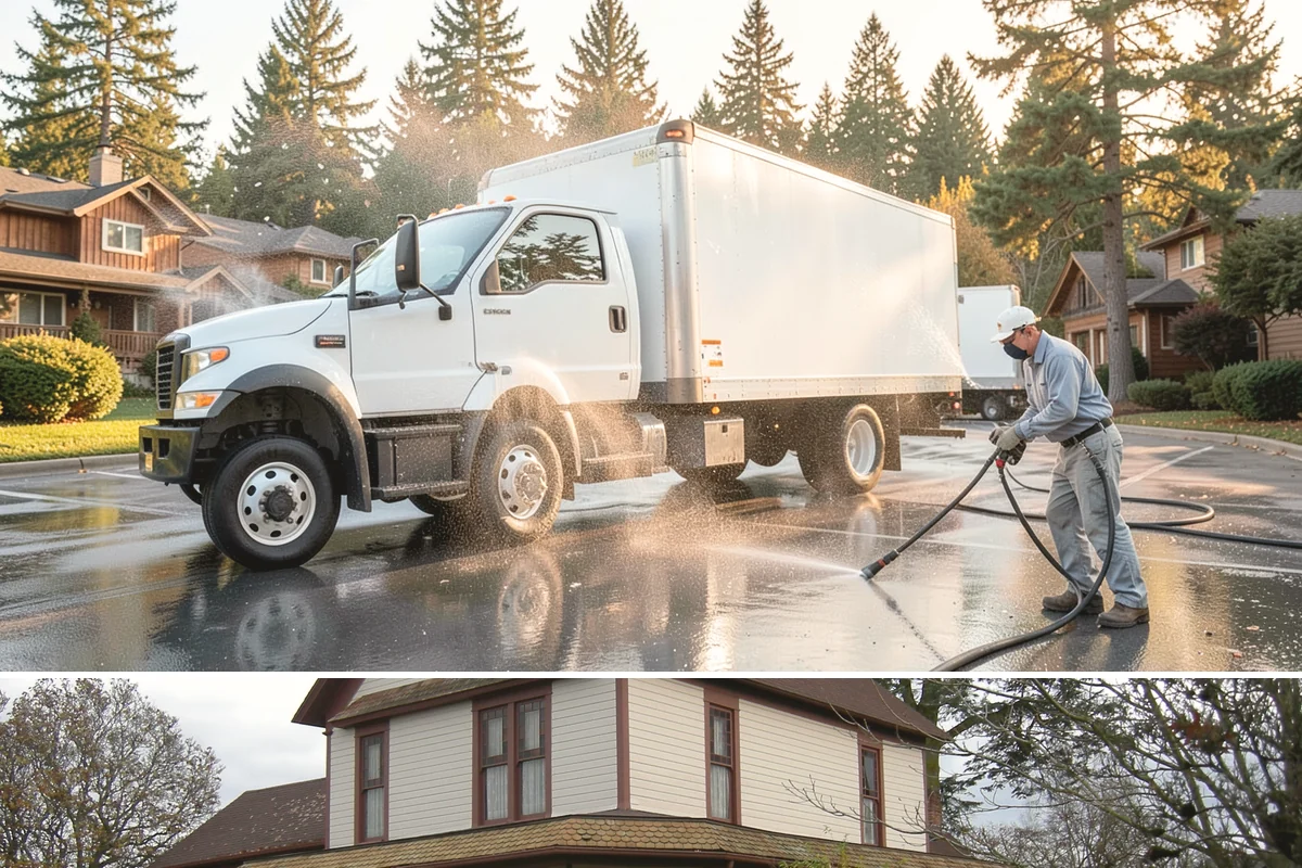 Pergola Cleaning in Sumner, Pierce County, WA - Late spring cleans off the winter's mildew and needle buildup so the pergola is ready for the outdoor season.