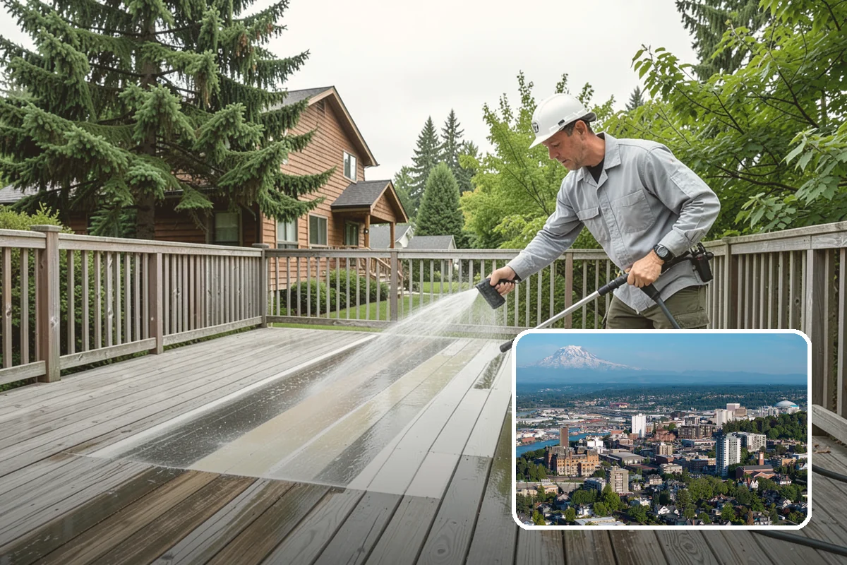 Pergola Cleaning in Tacoma, Pierce County, WA - Clears mildew and moss from shaded overhead beams