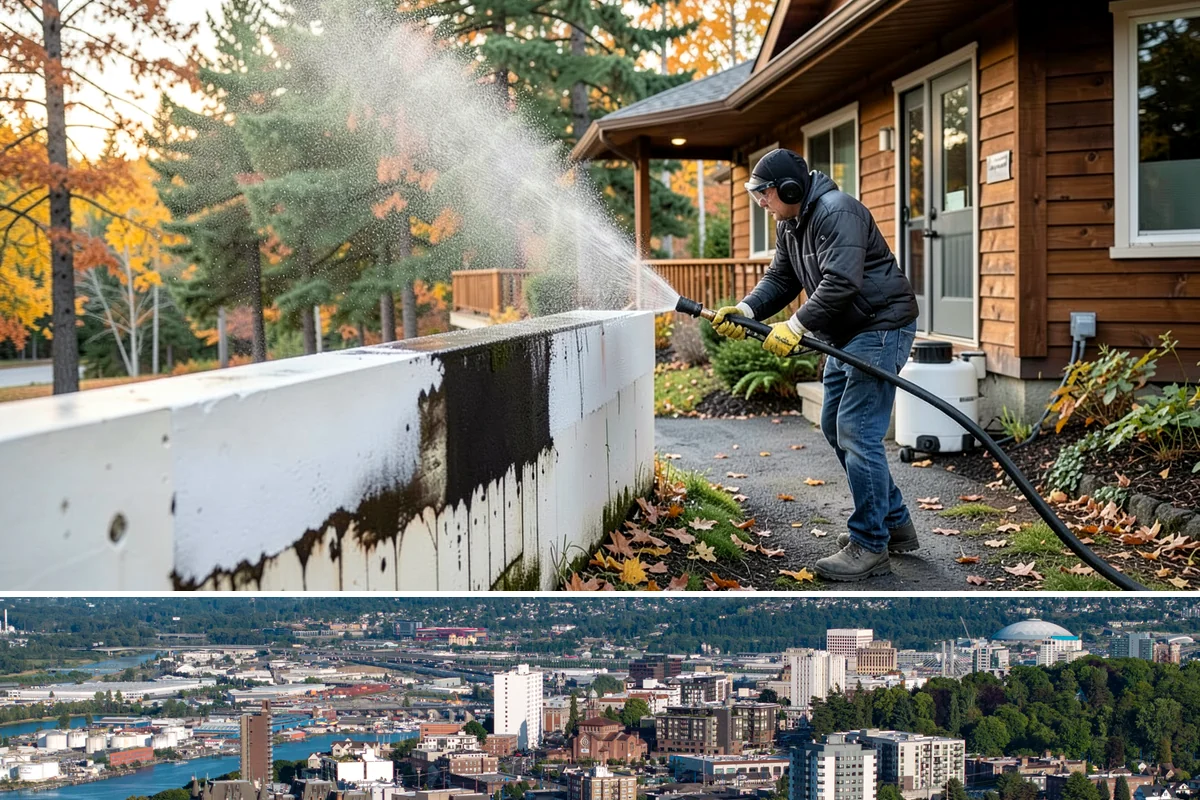 Pergola Cleaning in Tacoma, Pierce County, WA - Late spring cleans off the winter's mildew and needle buildup so the pergola is ready for the outdoor season.