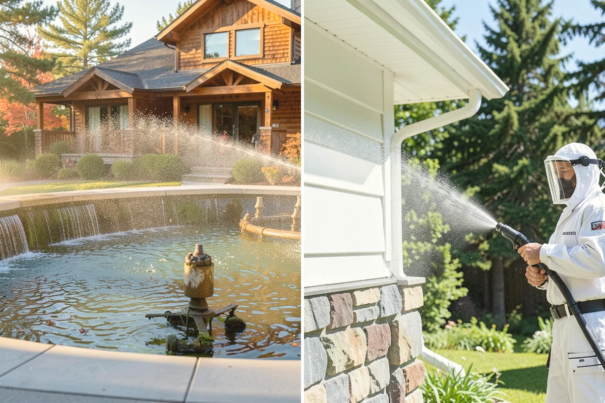 Pergola Cleaning in Tukwila, King County, WA - Clear loose debris from the top slats and joints