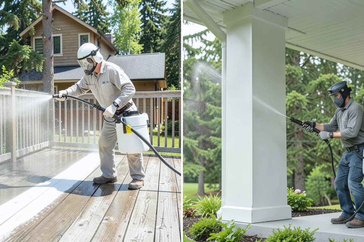 Pergola Cleaning in Wilkeson, Pierce County, WA - Clear loose debris from the top slats and joints