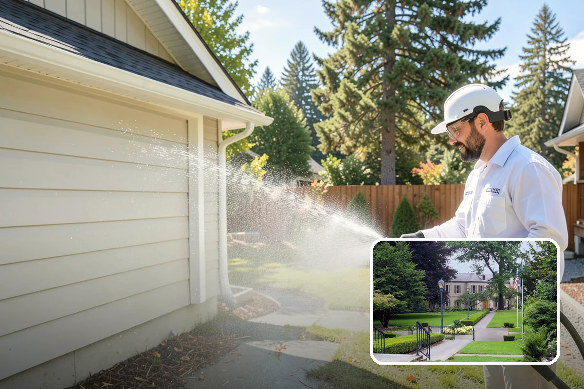 Pergola Cleaning in Woodinville, King County, WA - Clears mildew and moss from shaded overhead beams
