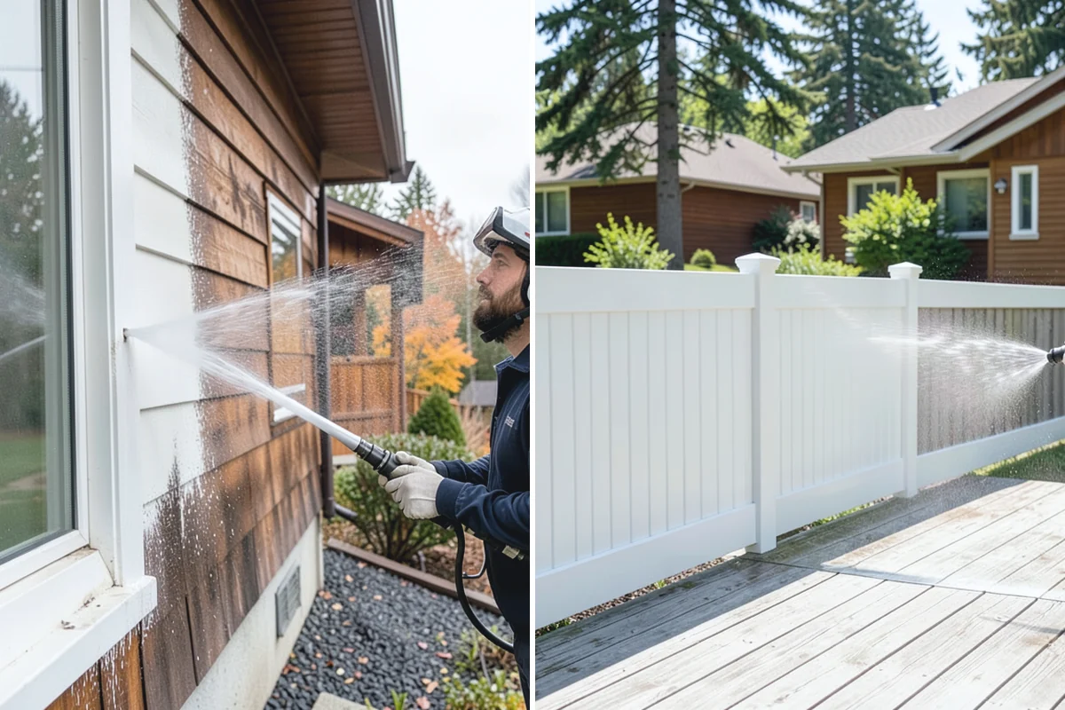 Pergola Cleaning in Woodinville, King County, WA - Clear loose debris from the top slats and joints