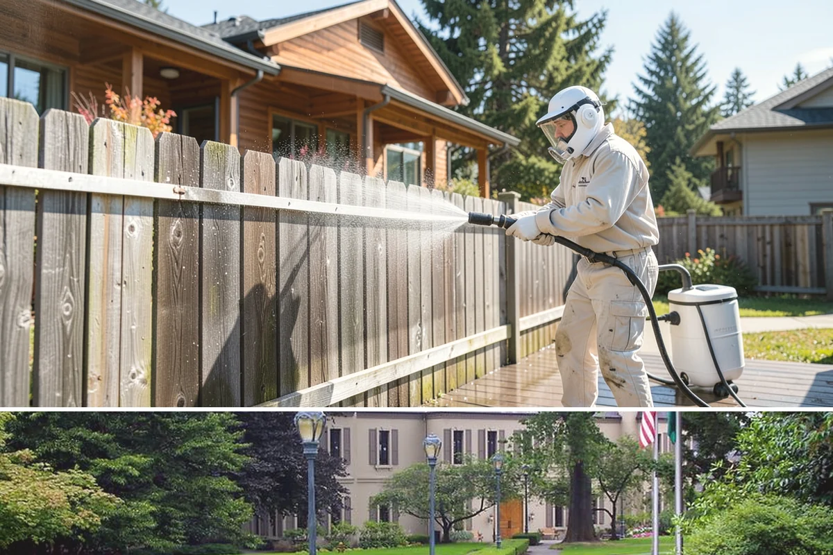 Pergola Cleaning in Woodinville, King County, WA - Late spring cleans off the winter's mildew and needle buildup so the pergola is ready for the outdoor season.