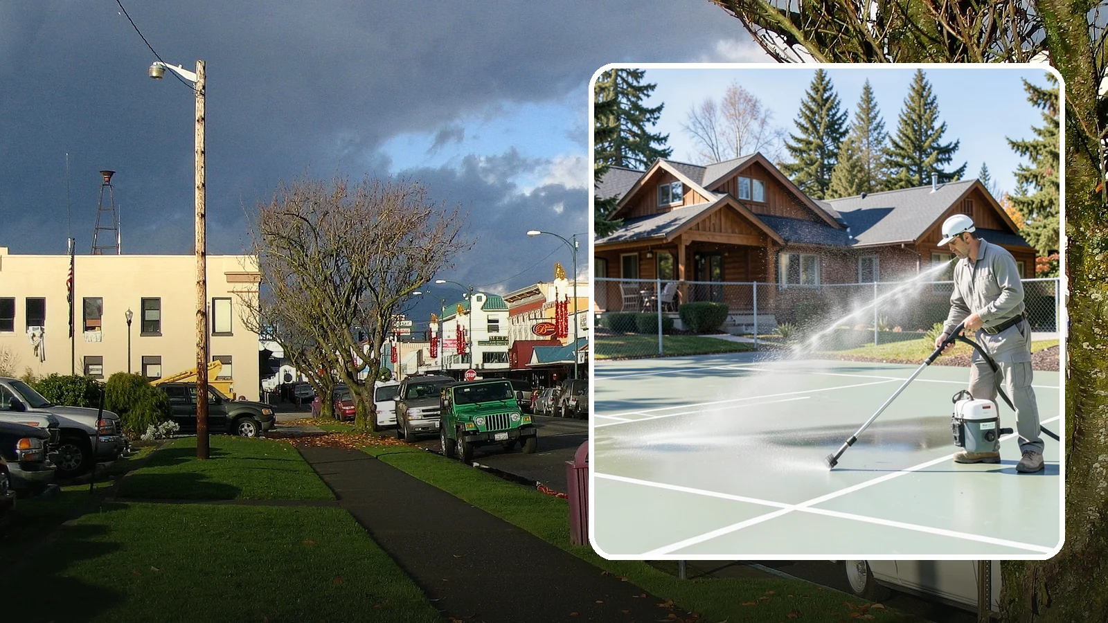 Pickleball Court Cleaning in Arlington, Snohomish County, WA - We clean pickleball courts so the fast-growing sport's surface stays grippy and line-crisp despite constant Northwest moisture.