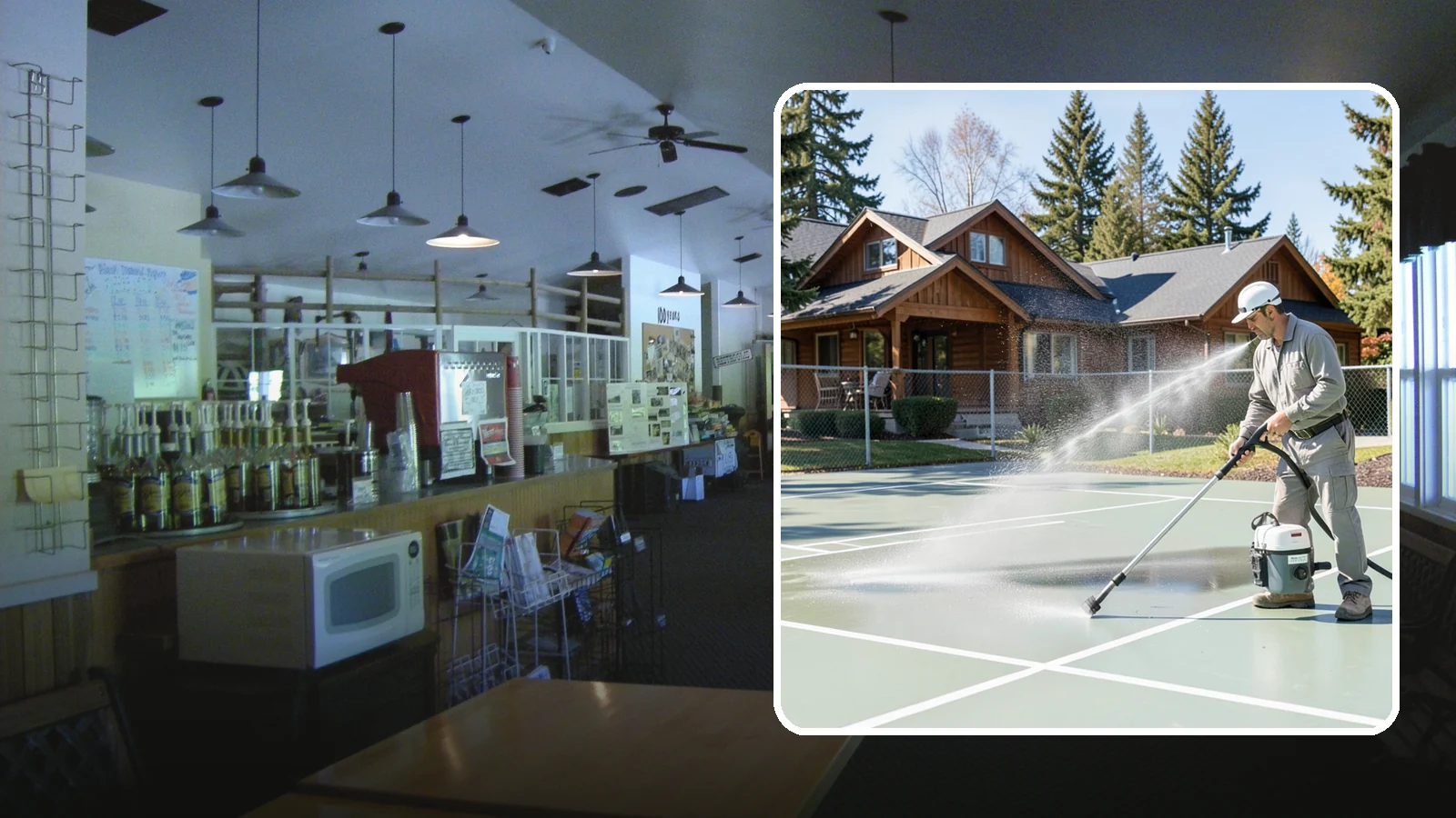 Pickleball Court Cleaning in Black Diamond, King County, WA - We clean pickleball courts so the fast-growing sport's surface stays grippy and line-crisp despite constant Northwest moisture.