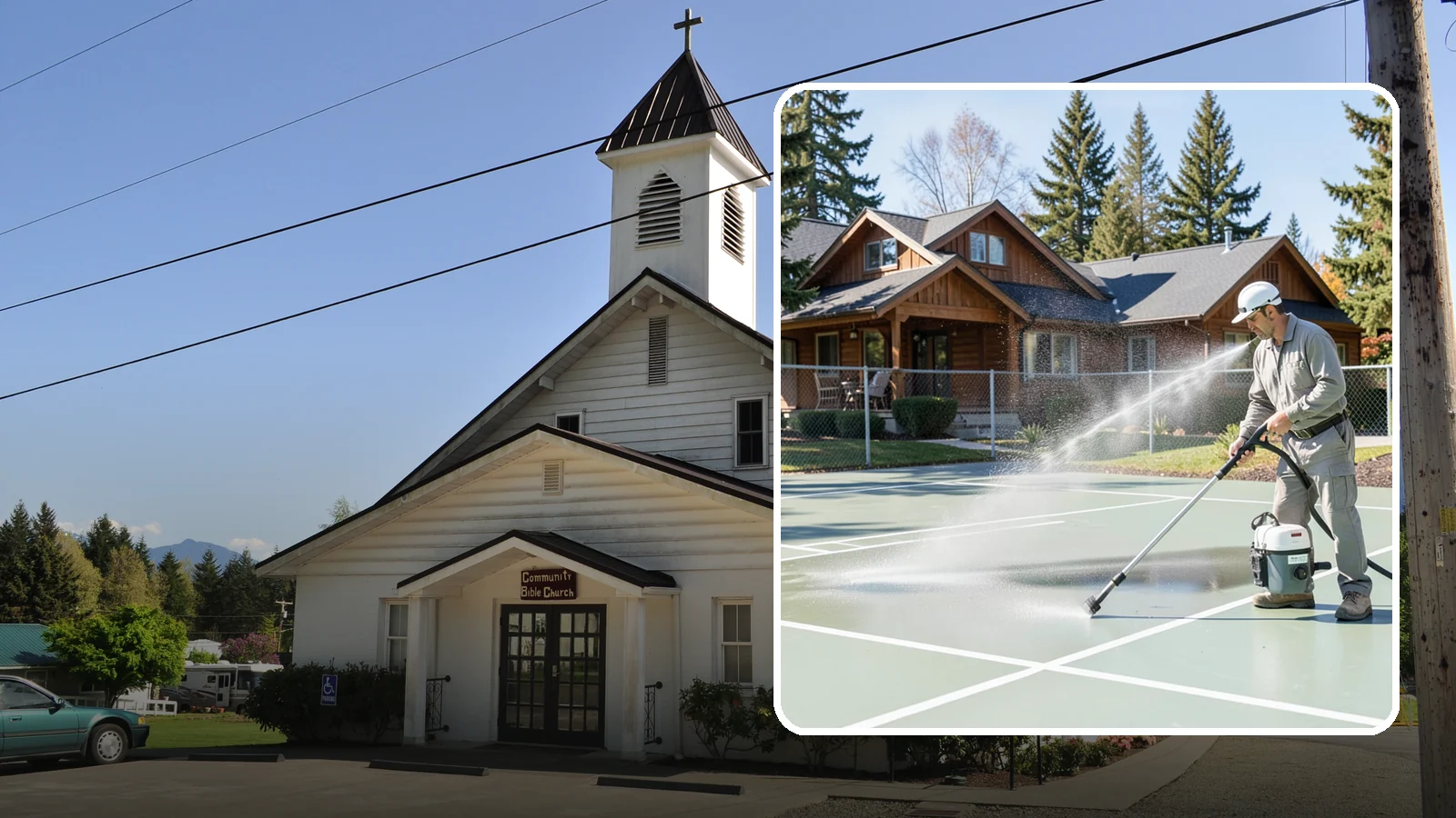 Pickleball Court Cleaning in Concrete, Skagit County, WA - We clean pickleball courts so the fast-growing sport's surface stays grippy and line-crisp despite constant Northwest moisture.