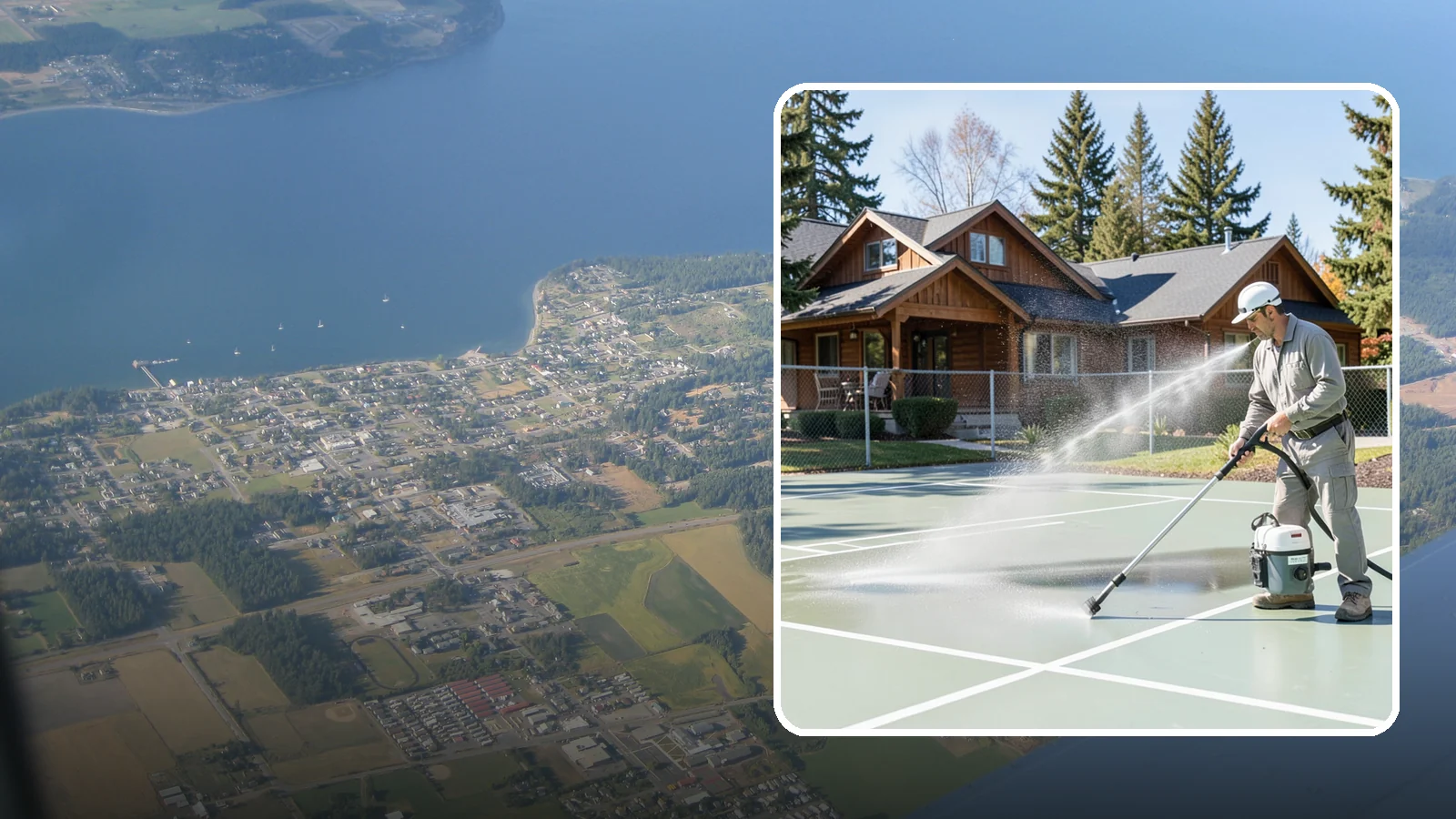 Pickleball Court Cleaning in Coupeville, Island County, WA - We clean pickleball courts so the fast-growing sport's surface stays grippy and line-crisp despite constant Northwest moisture.