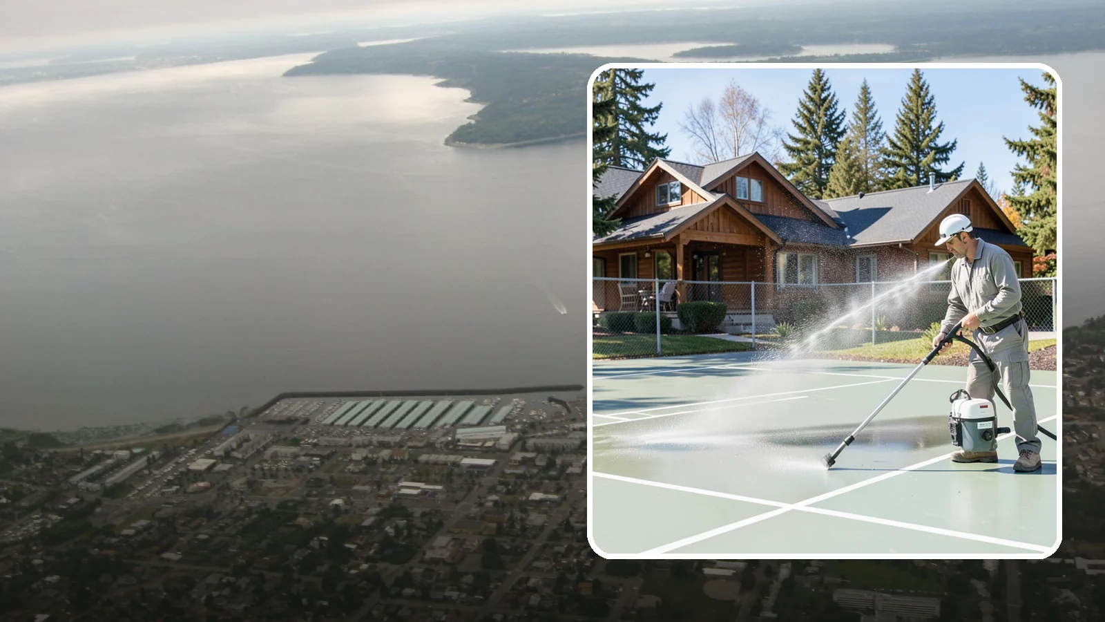 Pickleball Court Cleaning in Des Moines, King County, WA - We clean pickleball courts so the fast-growing sport's surface stays grippy and line-crisp despite constant Northwest moisture.